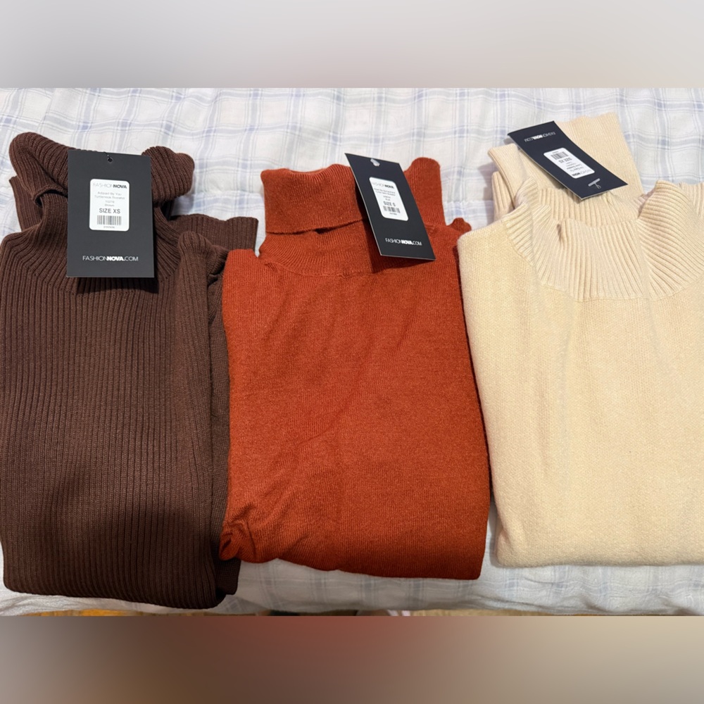 Buy 3 for $69: Cozy Knit Sweater Trio in Brown, Orange, and Cream